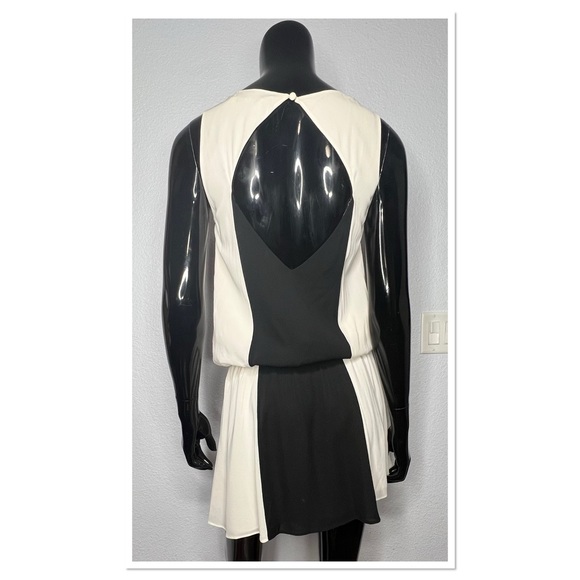 ALICE & OLIVIA 100% Silk Dress Sz XS Black and Cream - Picture 5 of 8